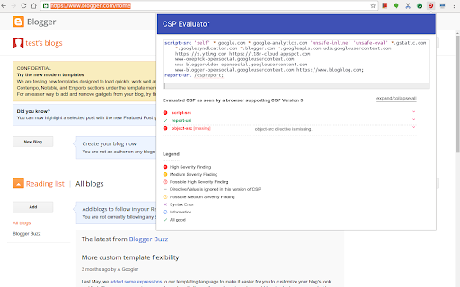 CSP Evaluator chrome extension