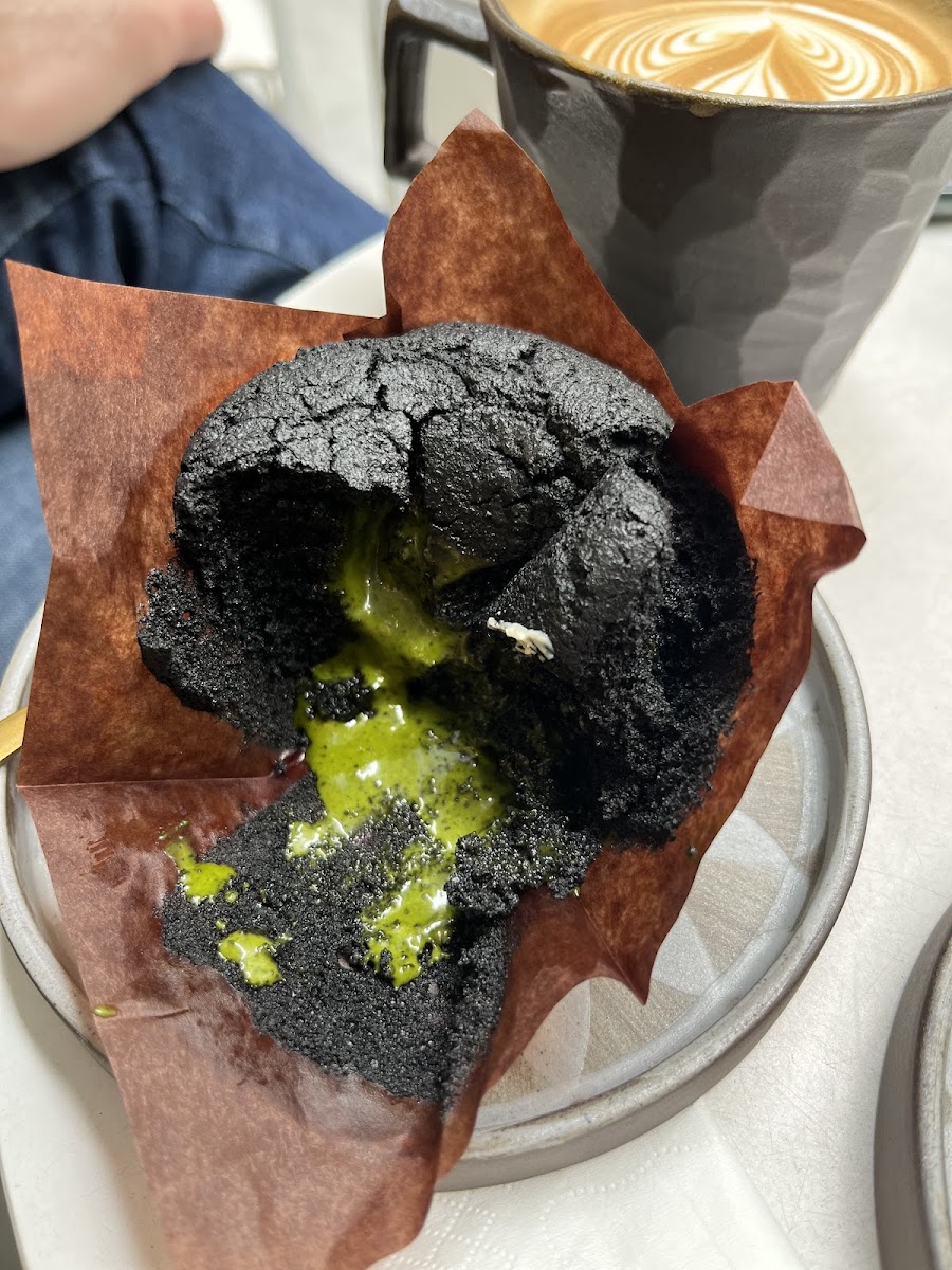 Inside the Charcoal Matcha Muffin