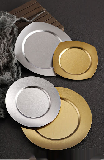 Title 2, Golden Stainless Steel Japanese Western Food Pl...