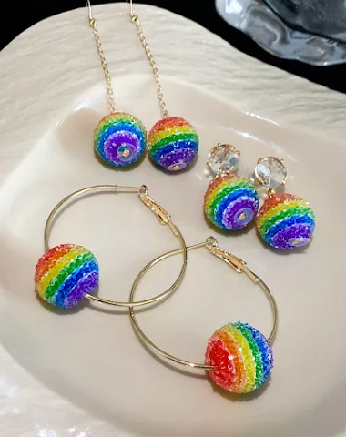 Zilveren oorstekers met regenboog-s - 3