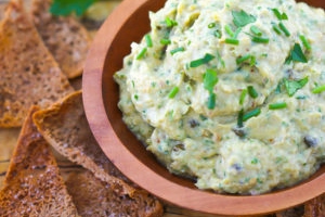 Grilled Eggplant Dip with Pita Crisps