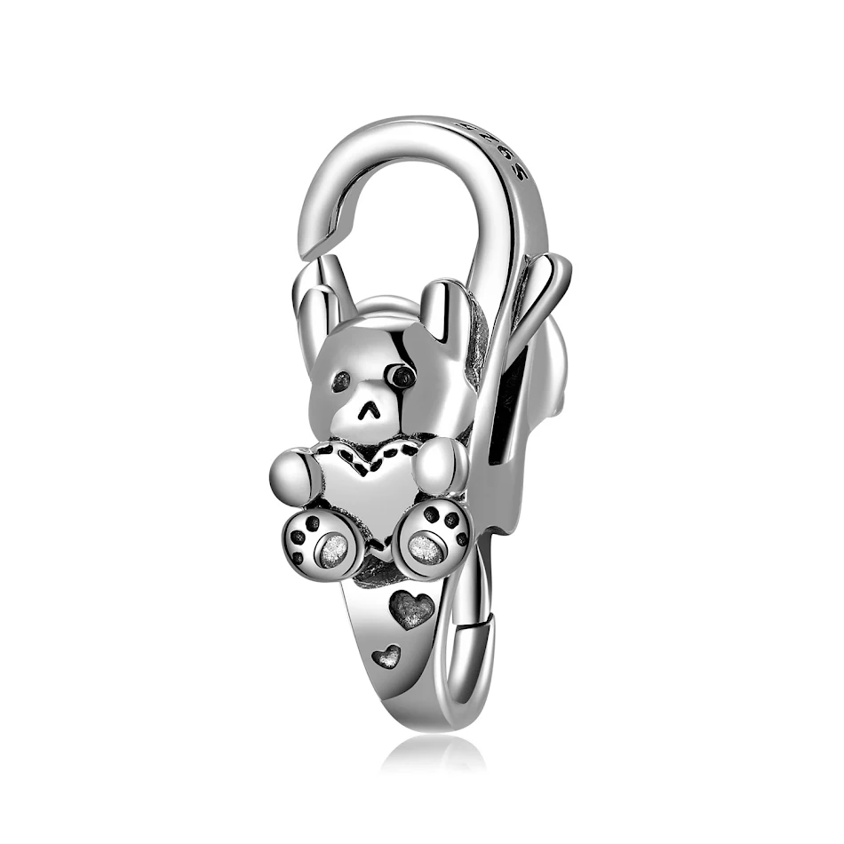 S925 Argent Sterling Ours Amour Fermoir Homard Accessoires DIY Bracelet Fermoir pour créations de bijoux personnalisées et élégantes.