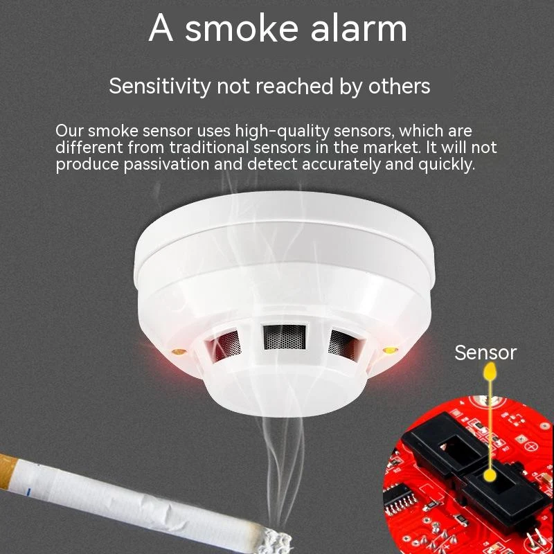 Domowy Przewodowy Czujnik Dymu 12V Ognioodporny Bezpieczeństwo Domu Niezawodny Alarm Przeciwpożarowy Ochrona Przed Pożarem