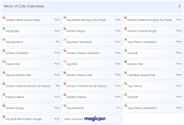 Cafe Calendula menu 