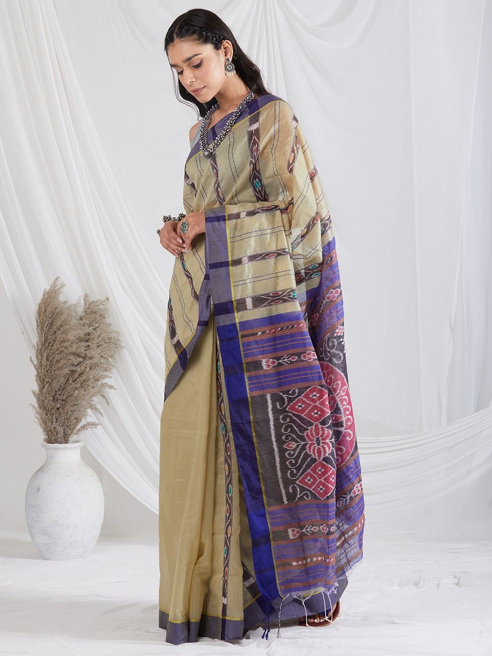 the loom - Purple Ikat Silk Saree