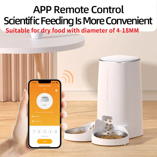 ROJECO Automatic Cat Feeder Pet Smart Cat Food Kibble Dispenser Remote Control Auto WiFi Double Feeder For Cats Dog Acce