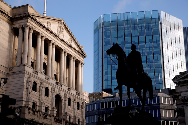 London's financial district, with The Bank of England on the left. Picture; JOHN SIBLEY/REUTERS