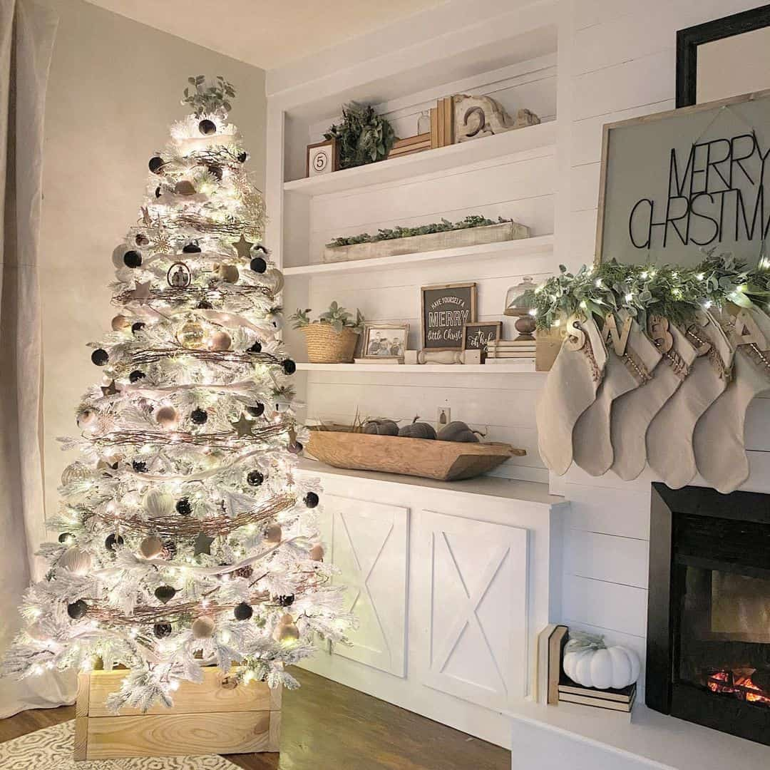 Glowing silver and black white tree 