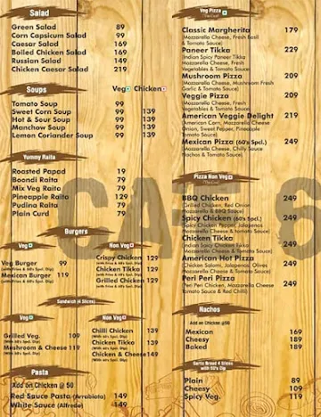 Cafe 60's menu 