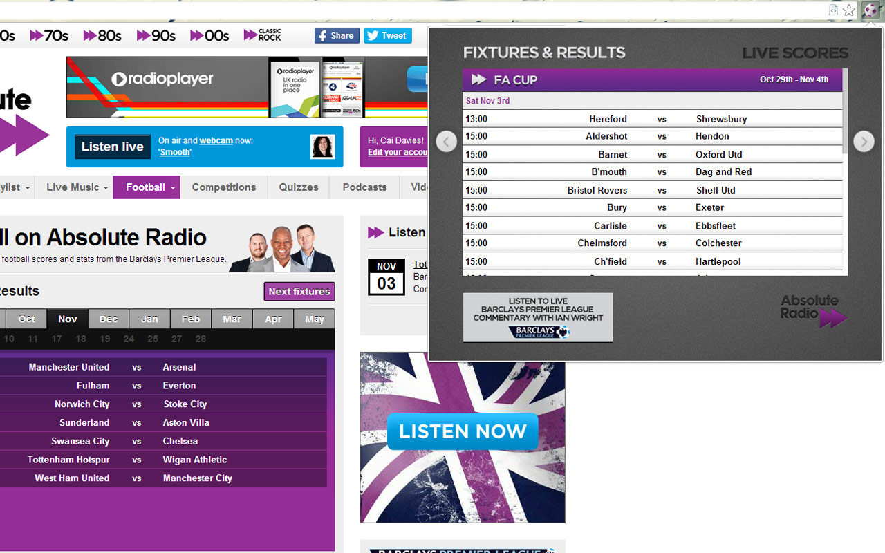 Absolute Radio Live Scores Preview image 5