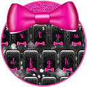 Black Glitter Pink Bow Keyboard Theme 10001005 APK Скачать