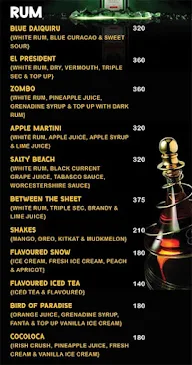 X Sky Lounge menu 2