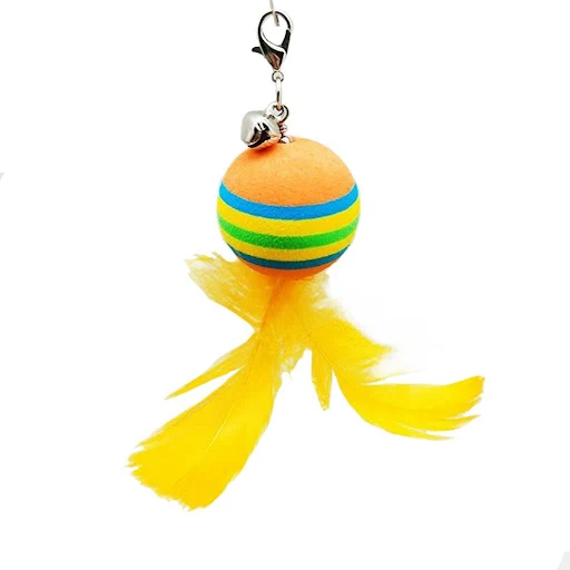 Interactive Cat Toys Funny Cat Feather Wand Suction Cup Ball Feathers Replacements with Bells for Indoor Cats Kitten Exe