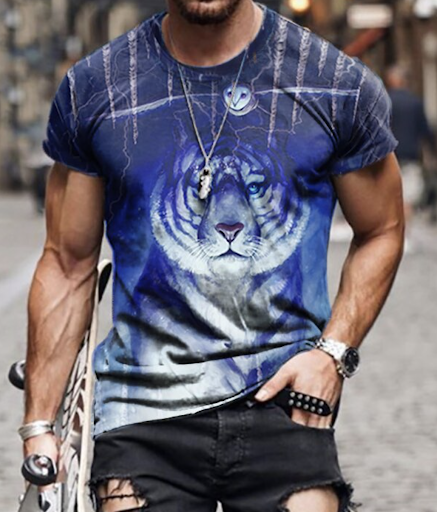 Title 6, Tiger Print Round Neck And Short Sleeves