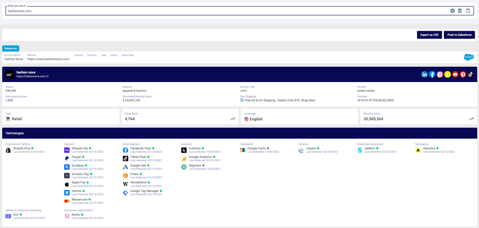 Datalix Single Analyzer (real time website analysis).