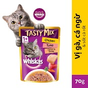 Combo Pate Cho Mèo Lớn Whiskas Tasty Mix Thịt Và Rau Củ Gói 70G - Yonapetshop