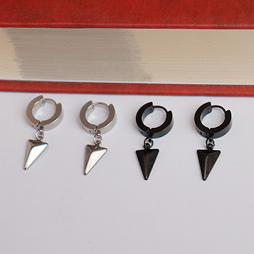 Title 5, Stainless Steel Triangle Pendant Earrings Styli...