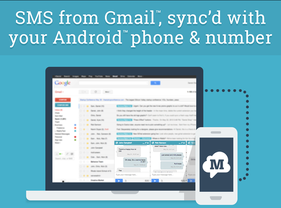 SMS from Gmail ™ & Facebook™ (MightyText) Preview image 1