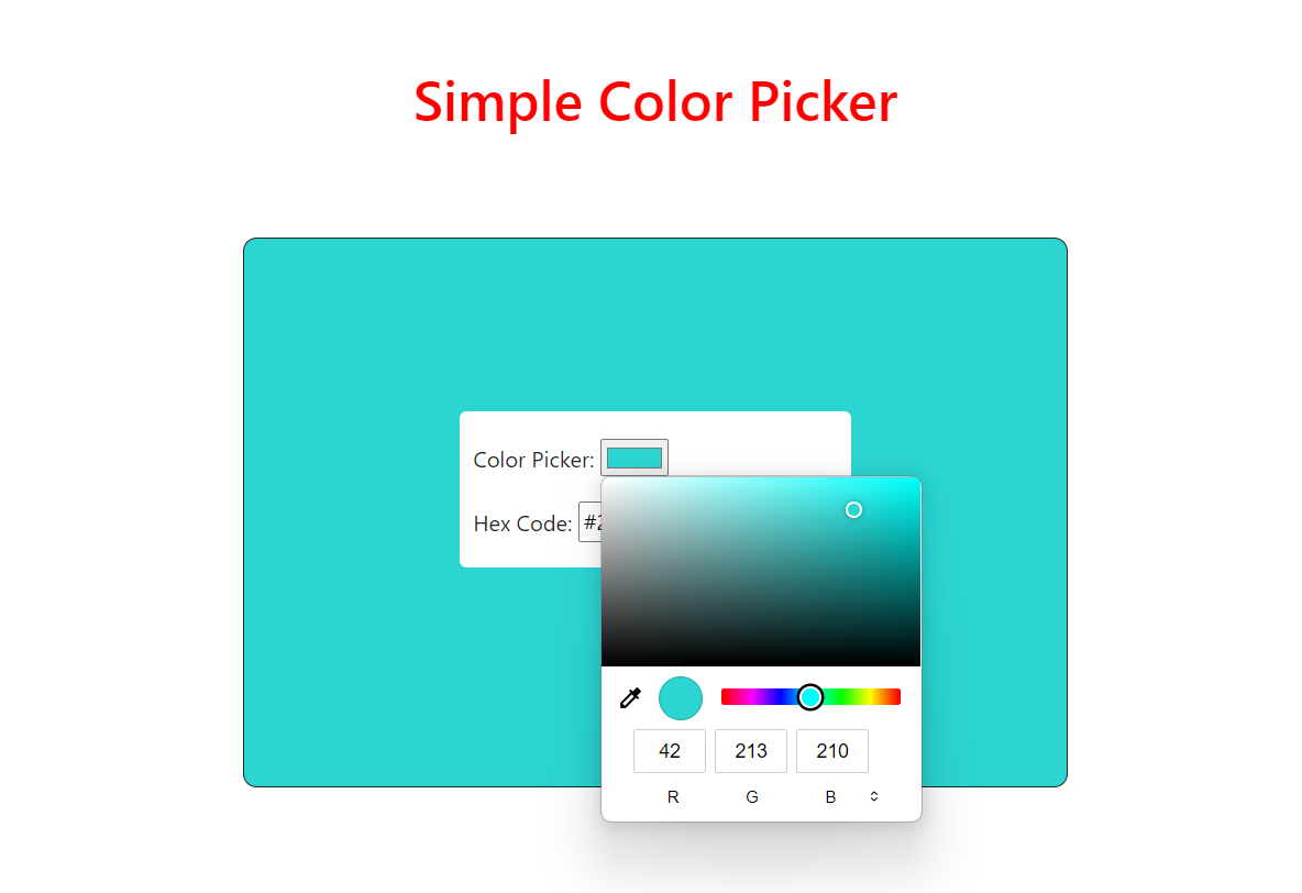 output for Color picker in HTML and JavaScript