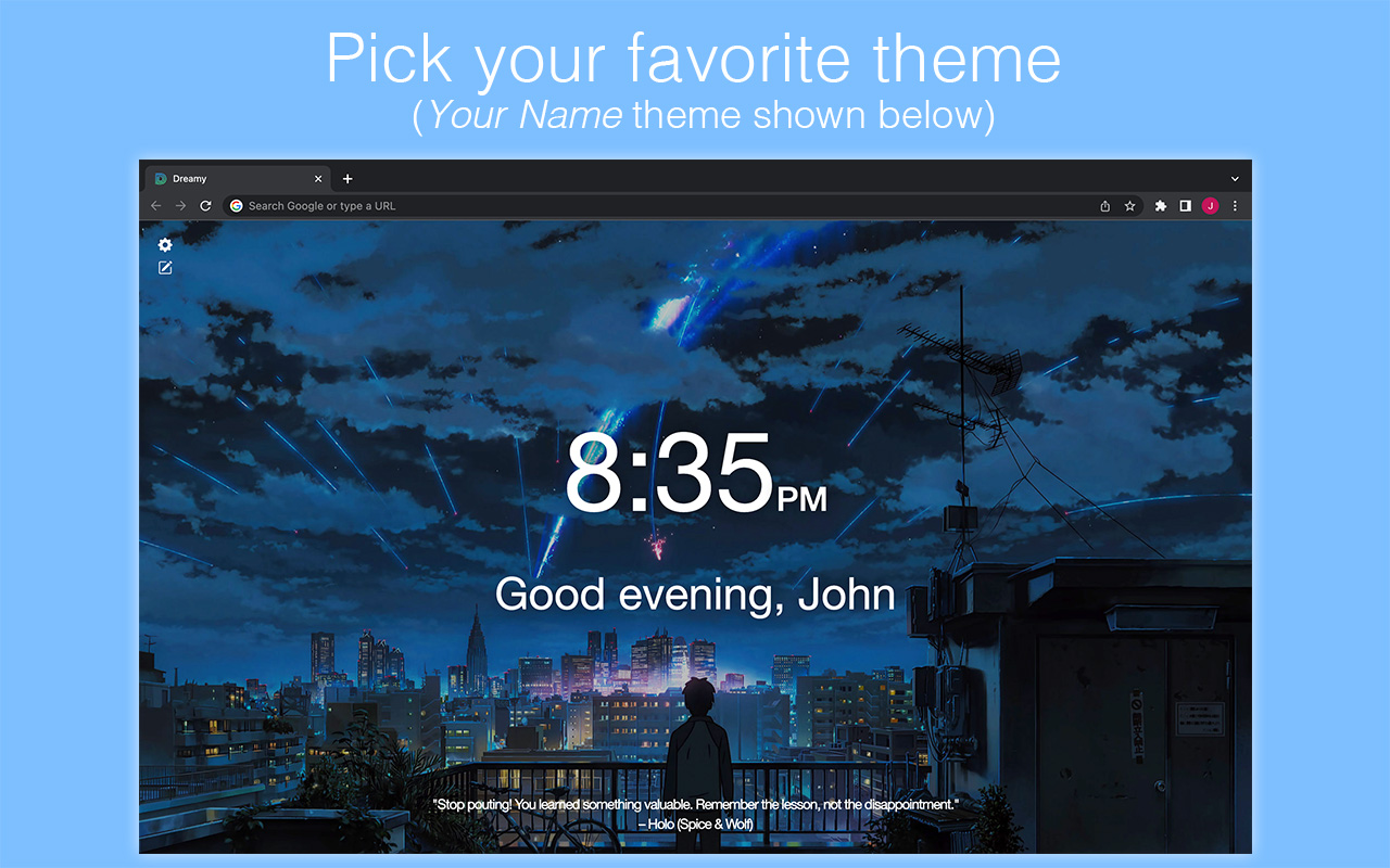 Dreamy - Anime Wallpaper HD New Tab Dashboard Preview image 3