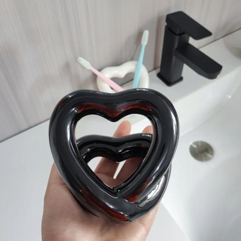 Portaspazzolino in ceramica per coppia, bagno decorativo, portaoggetti per spazzolino e dentifricio, stile INS