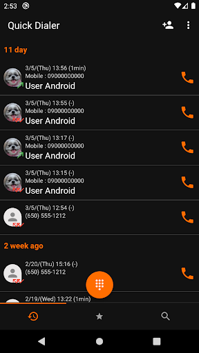 Screenshot Quick Dialer