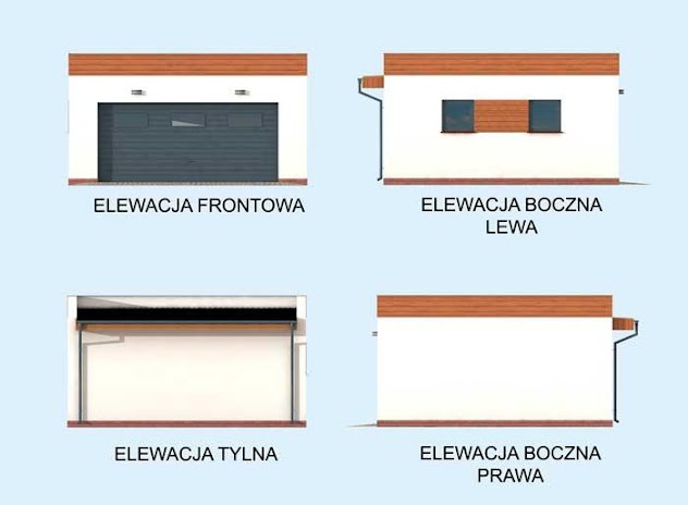 Elewacja nr 1 projektu garażu G309