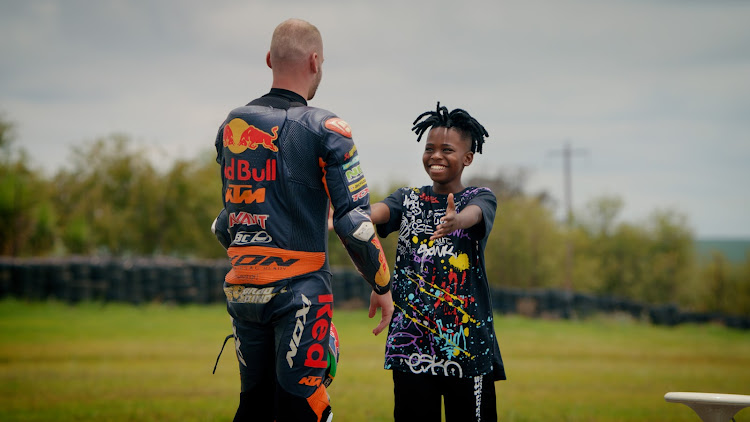 The moment when young biker Oratilwe Phiri met his idol, Brad Binder.