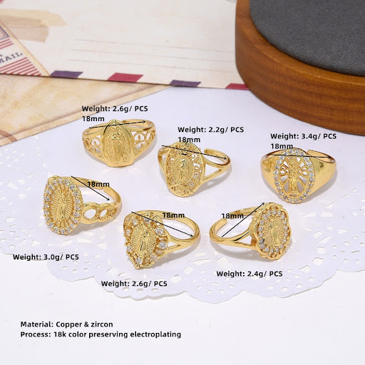 Title 2, 18K Gold Copper Plated Micro Zircon Ring, Lasti...