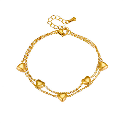 Title 5, Double layer chain love minimalist titanium ste...