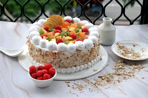 Eggless Fresh Fruit Almond Cake