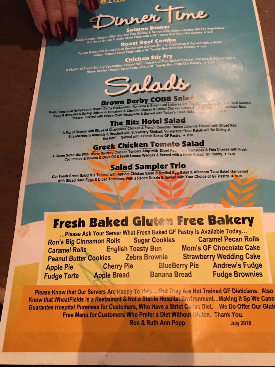 One side of menu