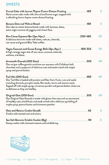 Blue Tokai Coffee Roasters menu 