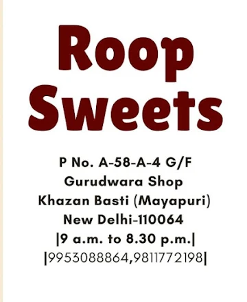 Roop Sweets menu 