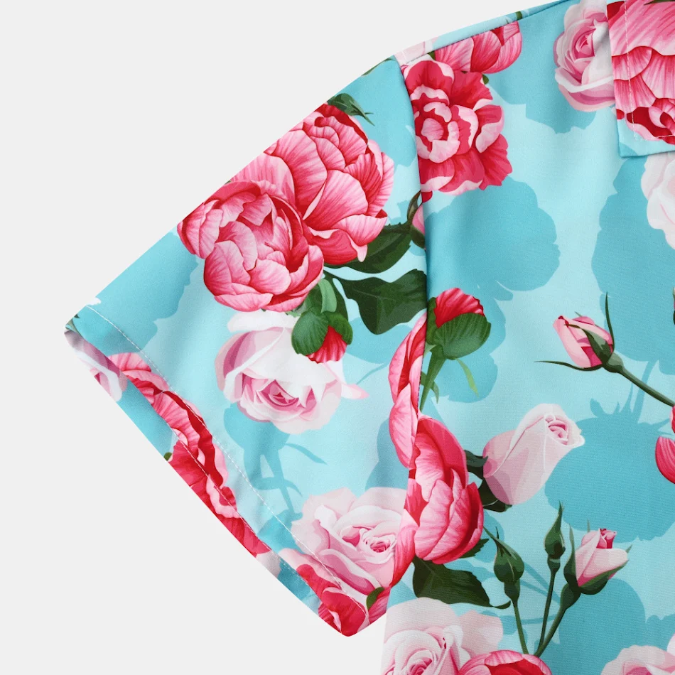 Chemise homme imprimée en soie glacée Hawaii Beach, légère et respirante pour l'été, parfaite pour la plage et les vacances.