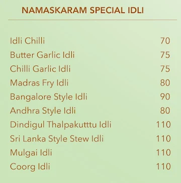 Namaskaram Cafe menu 