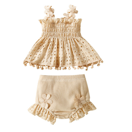 Title 3, Baby girl two-piece suit, cotton mesh, high-tem...