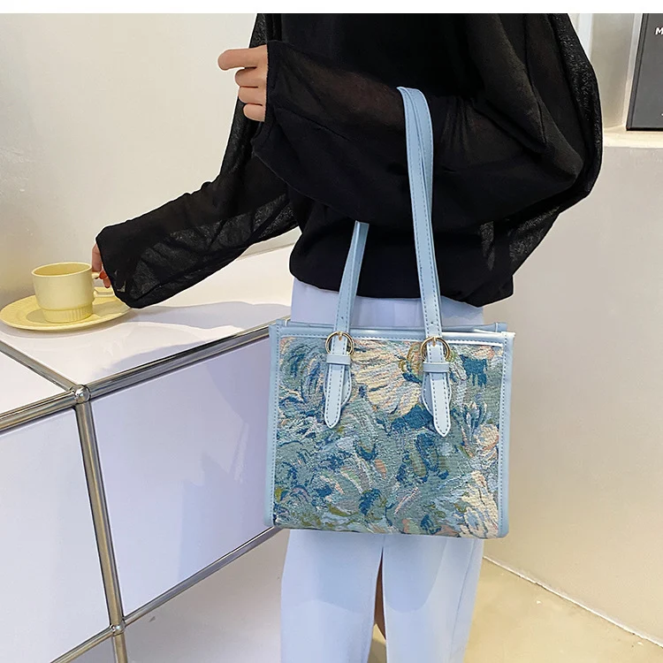 Title 6, Veelzijdige One-shoulder oksel tas met olieverf...