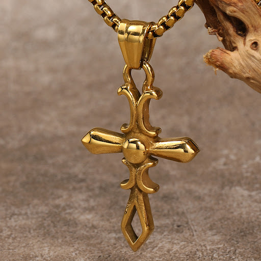 Title 4, Mens Hip Hop Gothic Style Cross Titanium Steel...