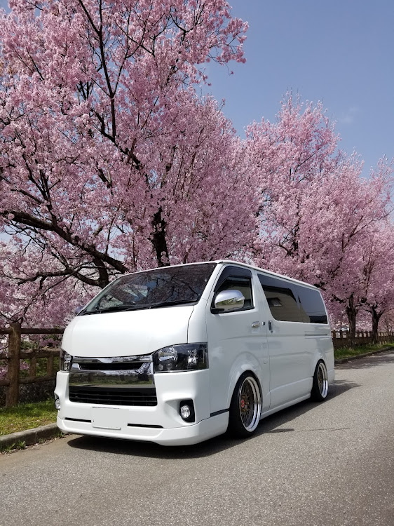 ハイエースバンの桜と愛車・桜とコラボ・桜・花見に関するカスタム事例の投稿画像1枚目