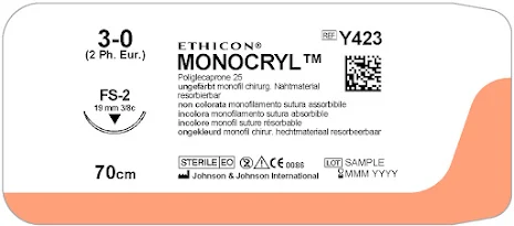 Monocryl 3/0 FS-2 70cm Y423H