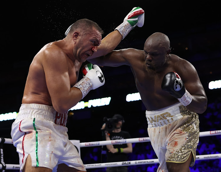 Bulgarian Kubrat Pulev in action with Derek Chisora during their fight at London’s O2 Arena on Saturday night