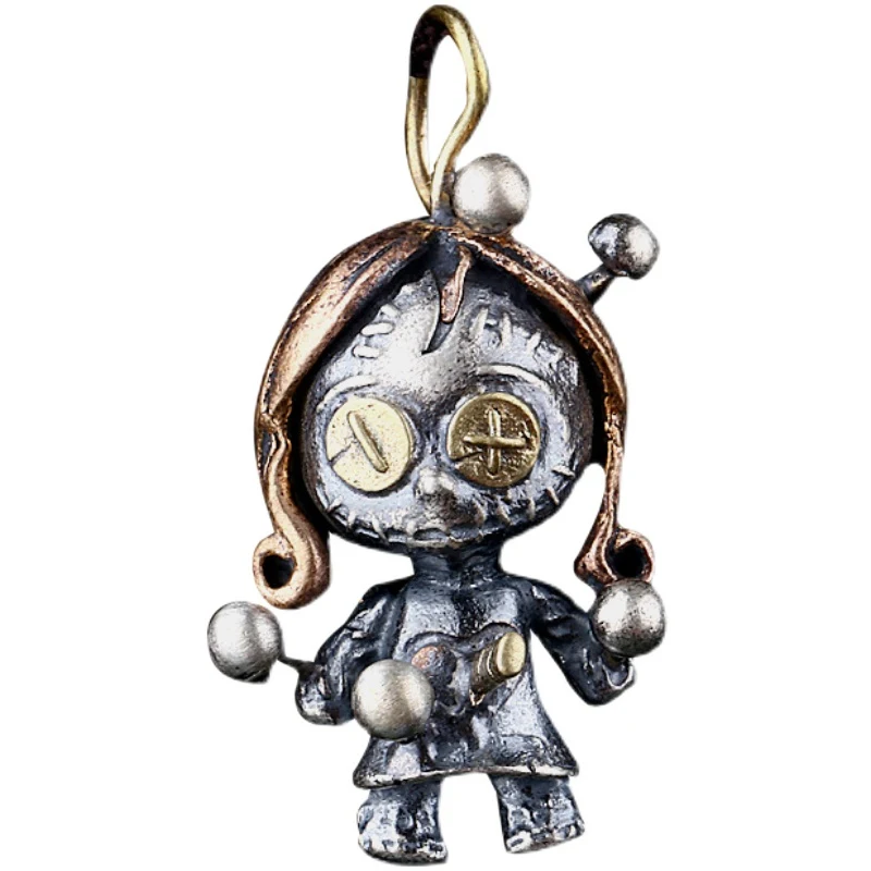 Srebrny naszyjnik Wudou Doll, osobowość retro. Unikalna biżuteria damska, styl vintage, idealny prezent. Podkreśl swój styl.