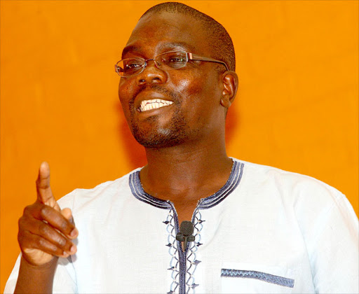 Prince Mashele speaks during the Sowetan Dialogues at Orlando Community Hall in Soweto. Pic. Veli Nhlapo.