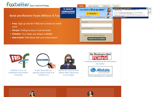 Advertisements by FaxBetter chrome extension