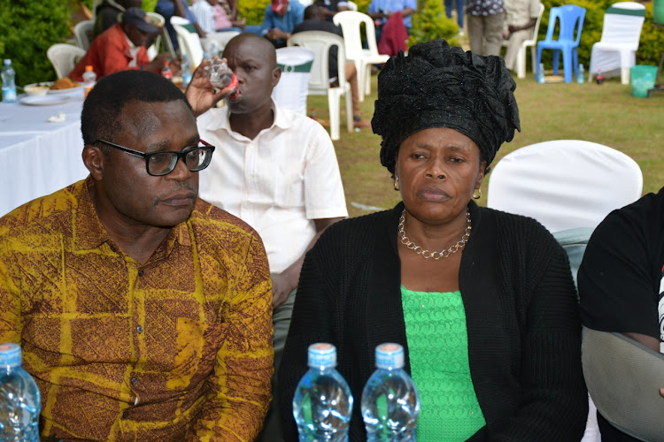 Senate speaker kenneth luska with Bungoma Women Rep Catherine Wambilianga during a teachers meeting.