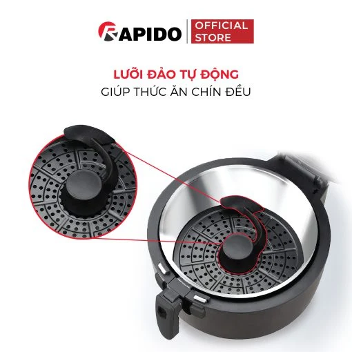 Nồi chiên không dầu Rapido RAF6.5D sản xuất tại Việt Nam