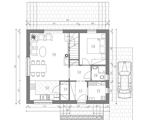 Domek Nieduży Mikro - 010 ES MIKRO - Rzut parteru