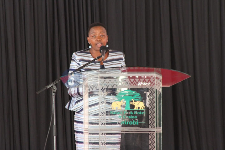 First Lady Rachael Ruto speaking during the National Prayer Breakfast at Safari Park Hotel Nairobi on June 7, 2023.