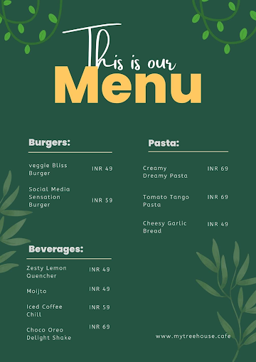 The Tree House menu 